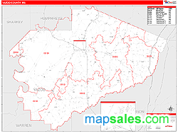 Yazoo County, MS Zip Code Wall Map