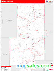 Bollinger County, MO Zip Code Wall Map