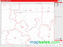 Caldwell County, MO Zip Code Wall Map