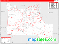 Camden County, MO Zip Code Wall Map