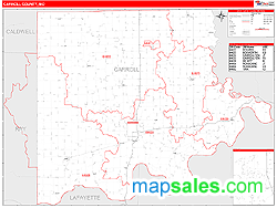 Carroll County, MO Zip Code Wall Map