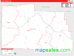 Carter County, MO Zip Code Wall Map