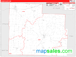 Cedar County, MO Zip Code Wall Map