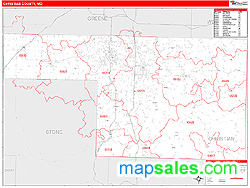 Christian County, MO Zip Code Wall Map