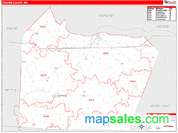 Cooper County, MO Zip Code Wall Map