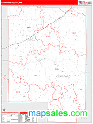 Crawford County, MO Zip Code Wall Map