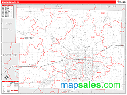 Greene County, MO Zip Code Wall Map