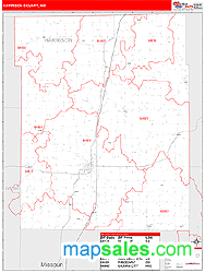 Harrison County, MO Zip Code Wall Map