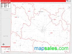 Henry County, MO Zip Code Wall Map