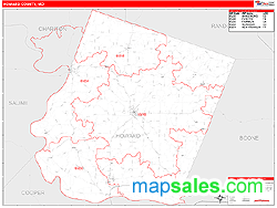 Howard County, MO Zip Code Wall Map