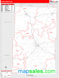 Howell County, MO Zip Code Wall Map