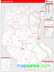 Jefferson County, MO Zip Code Wall Map