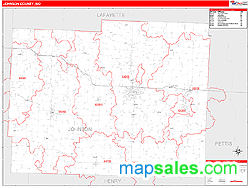 Johnson County, MO Zip Code Wall Map