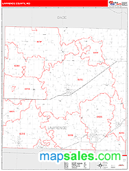 Lawrence County, MO Zip Code Wall Map