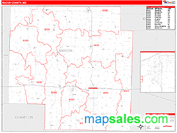 Macon County, MO Zip Code Wall Map