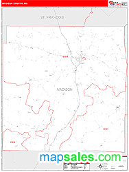 Madison County, MO Zip Code Wall Map