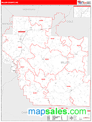 Miller County, MO Zip Code Wall Map