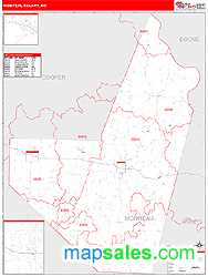 Moniteau County, MO Zip Code Wall Map