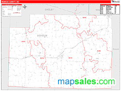 Monroe County, MO Zip Code Wall Map