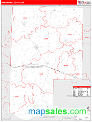 Montgomery County, MO Zip Code Wall Map