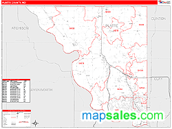 Platte County, MO Zip Code Wall Map