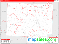 St. Clair County, MO Zip Code Wall Map