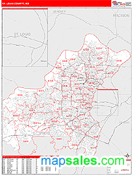 St. Louis County, MO Zip Code Wall Map