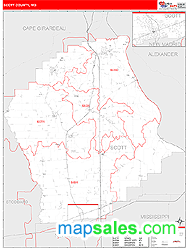 Scott County, MO Zip Code Wall Map