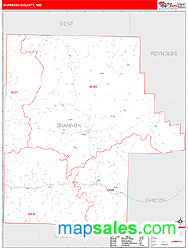 Shannon County, MO Zip Code Wall Map