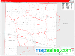 Shelby County, MO Zip Code Wall Map