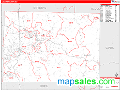 Taney County, MO Zip Code Wall Map