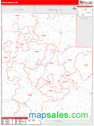 Texas County, MO Wall Map