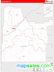 Custer County, MT Zip Code Wall Map