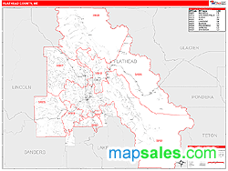 Flathead County, MT Zip Code Wall Map