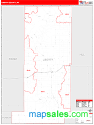 Liberty County, MT Zip Code Wall Map