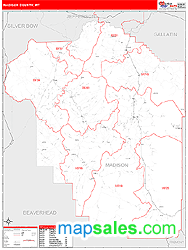 Madison County, MT Zip Code Wall Map