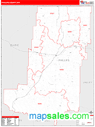 Phillips County, MT Zip Code Wall Map