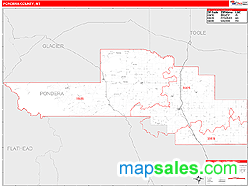 Pondera County, MT Zip Code Wall Map