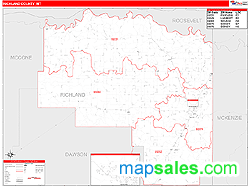 Richland County, MT Zip Code Wall Map