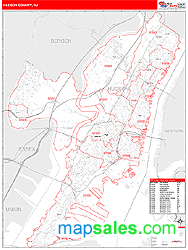 Hudson County, NJ Zip Code Wall Map