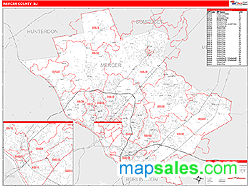 Mercer County, NJ Zip Code Wall Map