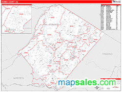 Sussex County, NJ Zip Code Wall Map