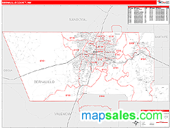 Bernalillo County, NM Zip Code Wall Map