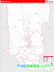 Taos County, NM Zip Code Wall Map