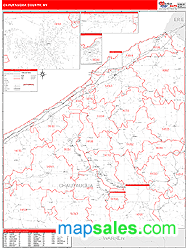 Chautauqua County, NY Zip Code Wall Map