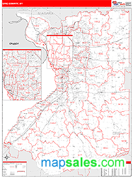 Erie County, NY Zip Code Wall Map