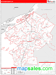 Jefferson County, NY Zip Code Wall Map