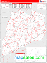 Otsego County, NY Zip Code Wall Map