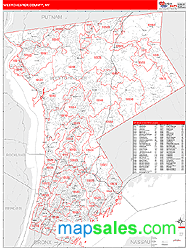 Westchester County, NY Zip Code Wall Map