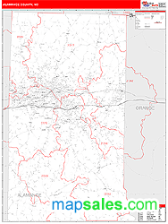 Alamance County, NC Zip Code Wall Map